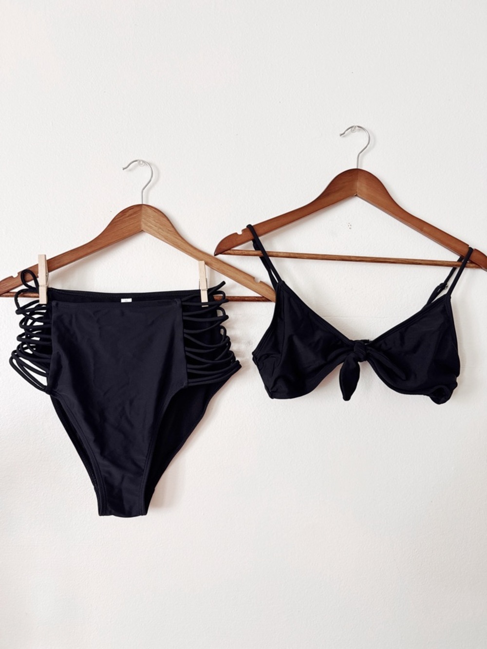 Rue 21 Black High-Waist Bikini Set with Strappy Sides medium